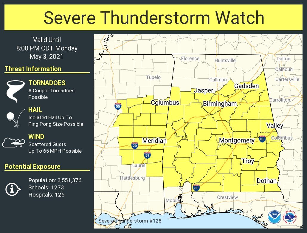 Weather map 5-3-21 severe thunderstorm watch